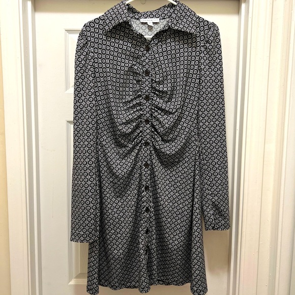 And Now This ruched black and white mini dress, size medium - Picture 1 of 6